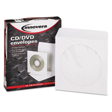 Innovera Innovera 39403 CD-DVD Envelopes; Clear Window; White; 50-Box 39403